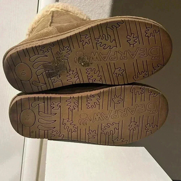 Winter Boots Bearpaw Tan Suede Marissa Boots Wool Blend Collar womens size 10 - Picture 9 of 11